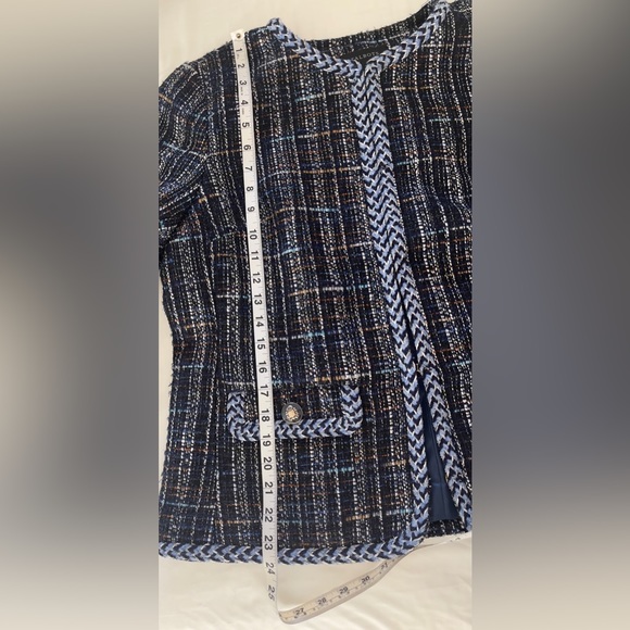 TALBOTS SPACE DYED TWEED Long Sleeve JACKET Front patch pockets and topstitching - Picture 6 of 8